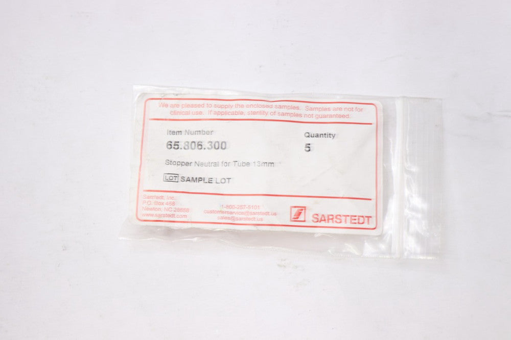 (5-Pk) Sarstedt Test Tube Push Caps PE Transparent for 13mm Diameter Test Tubes