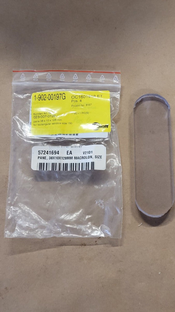 Glatt 023-007-0126 38x128x10 mm Polycarbonate Sight Glass