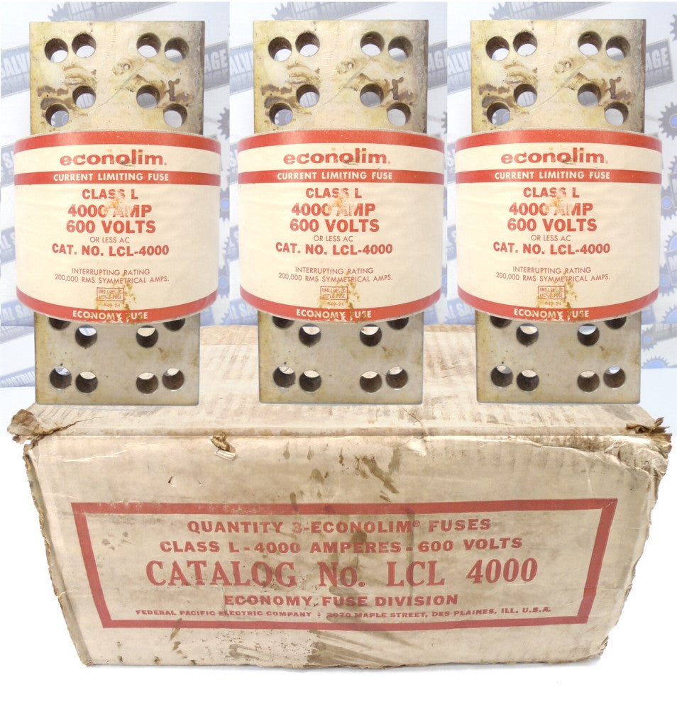 (3 Pc) FPE Federal Pacific - LCL4000 - 4000A FUSES - 600V NOS (3 NEW in BOX) 