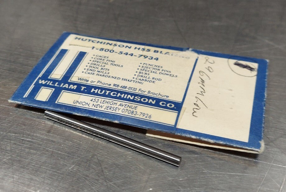Lot Of 1 - USA Hutchinson 2.96mm x 2" Low Drill Blank Reamer Pin Gage