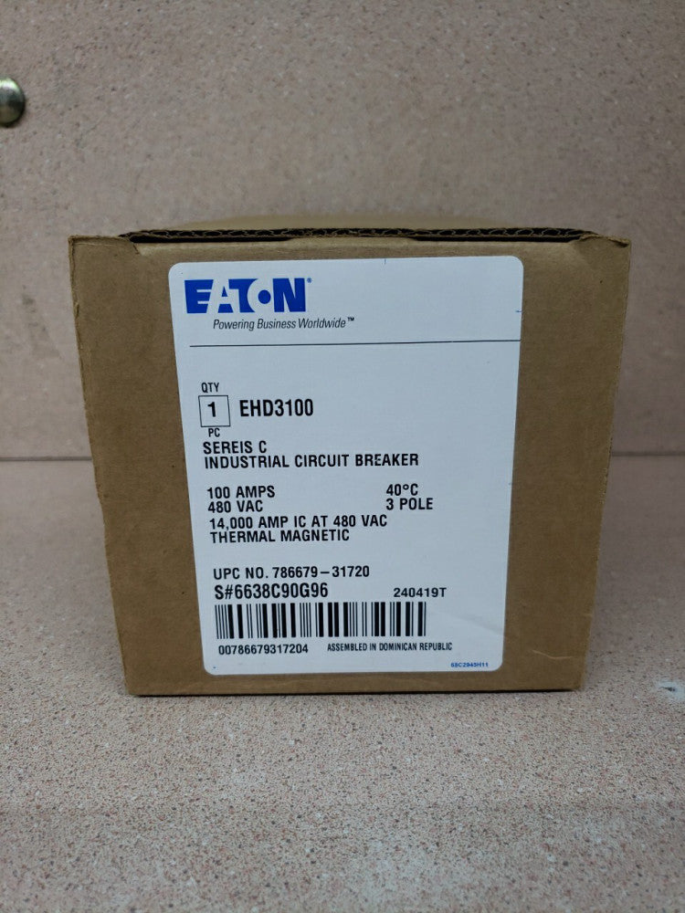 CUTLER HAMMER EHD3100 3P 100A AMP 480V-AC MOLDED CASE CIRCUIT BREAKER