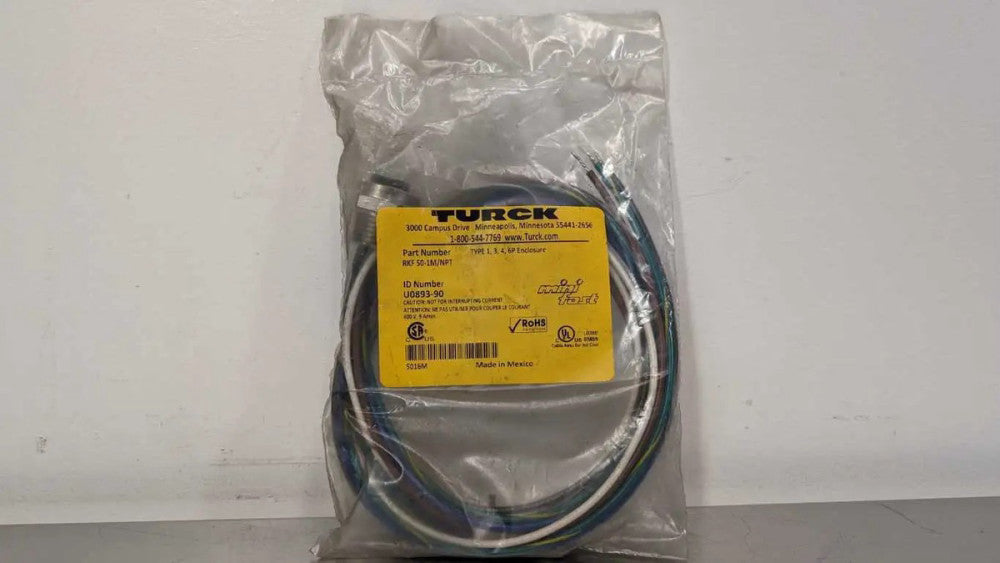 Turck RKF 50-1M/NPT Circular Connector U0893-90 600V 9A 5 Pin Wire to 7/8" St...