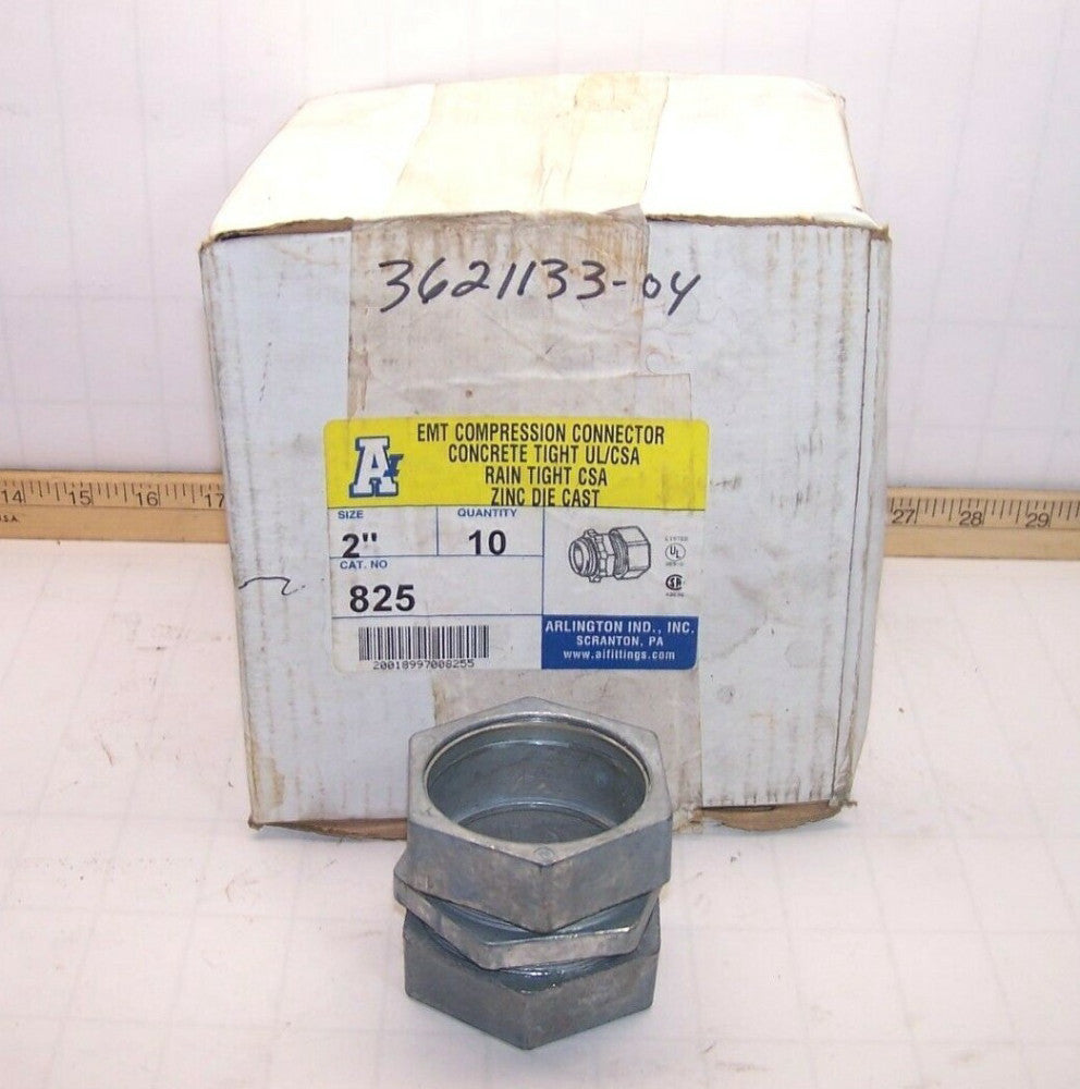 10) NEW ARLINGTON 2" EMT COMPRESSION CONNECTOR ZINC DIE CAST 825  BOX OF 10