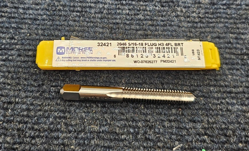 Morse Cutting Tools 32421: Straight Flute Tap Series 2046 5/16-18 Plug H3 4FL