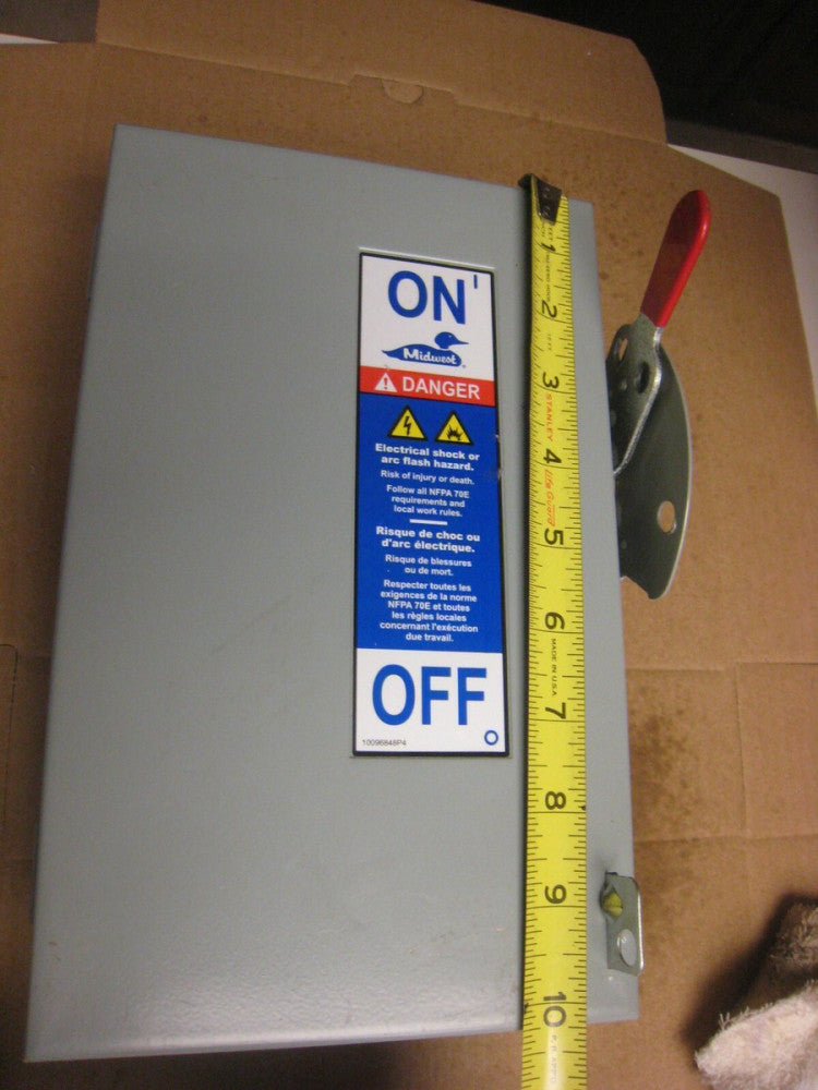 midwest safety switch Model MGU321 30A 10-1/4" x 6-1/2" x 3-1/2"  240VAC/250vdc