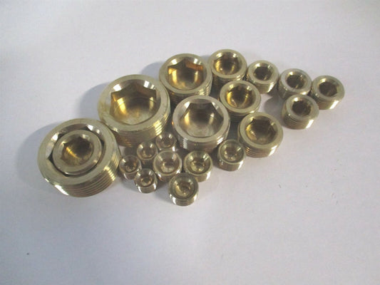 1/8 1/4 3/8" 1/2" 3/4" Internal Hex Counter Sunk Pipe Male Thread Fitting - 20pc
