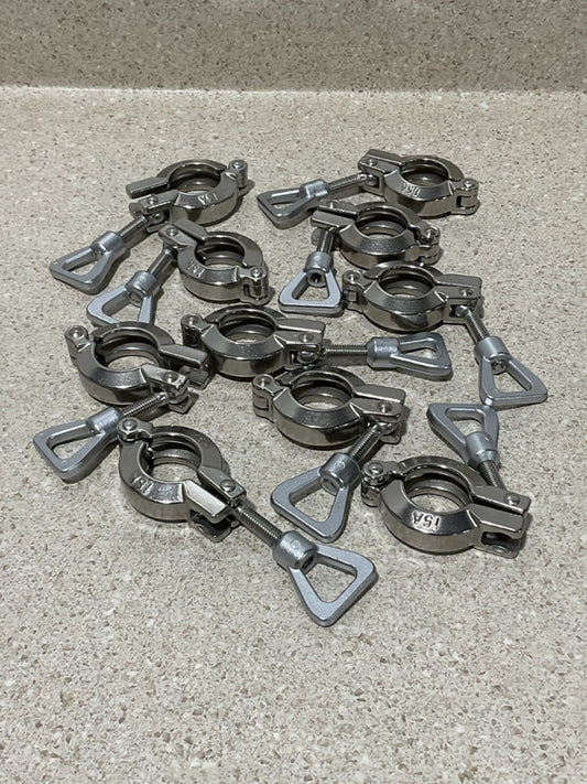 1" Sanitary Clamps 15A Stainless Steel NEW (Lot of 10)