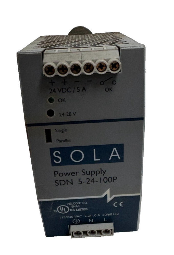 SOLA POWER SUPPLY SDN 5-24-100P SINGLE PHASE DIN RAIL 120 W OUTPUT POWER