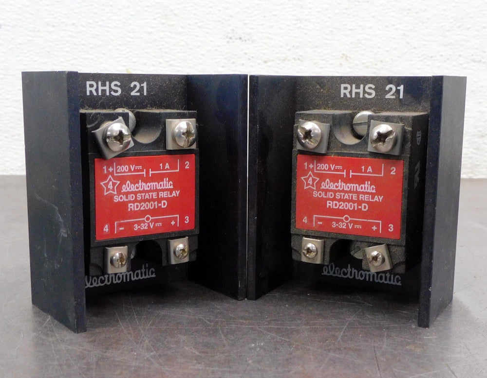 Electromatic Solid State Relay RD2001-D With Heat Sink RHS 21 Lot of Two (2)