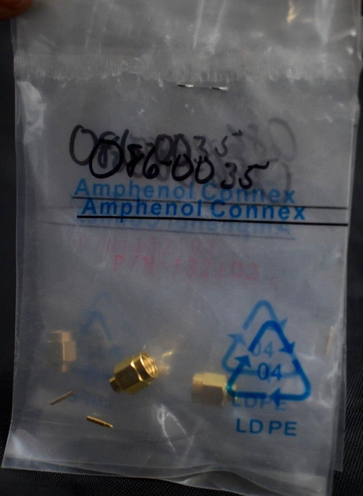 [Lot of 5] Amphenol 132102 RF Connector SMA Straight Solder Plug RG-402, 50 Ohm