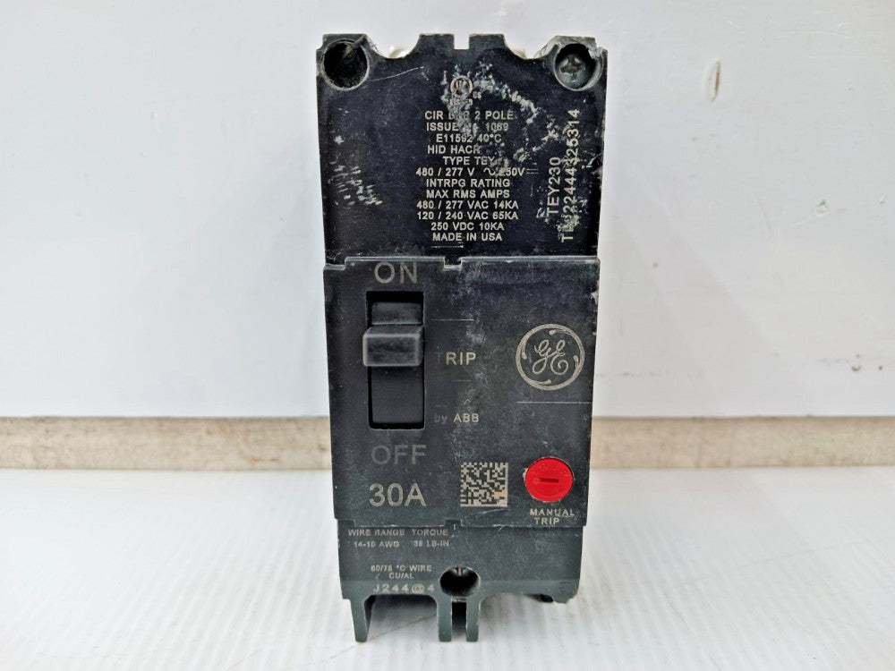 GE 30 Amp Bolt-On Circuit Breaker 2 Pole 480/277 VAC 14kA TEY230 (Flaw)