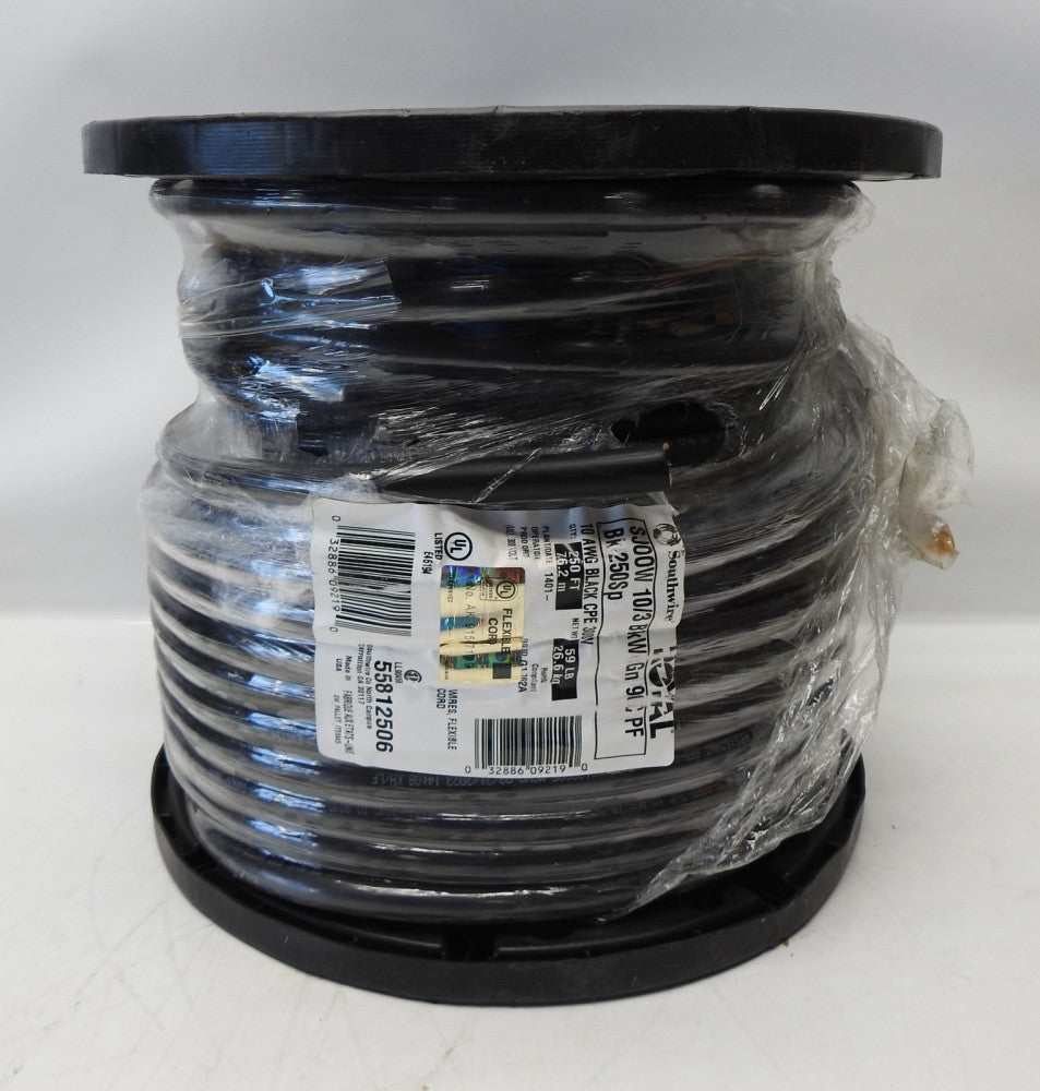 Southwire 55812506 10-104 3/C CU SJOOW BLACK 90(D)C 300V (250') - NEW