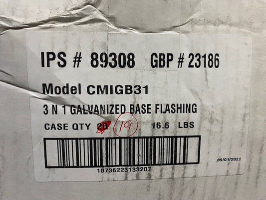 (Case of 19) IPS 3 N 1 Galvanized Roof Flashing 3-1 RJ Model CMIGB31