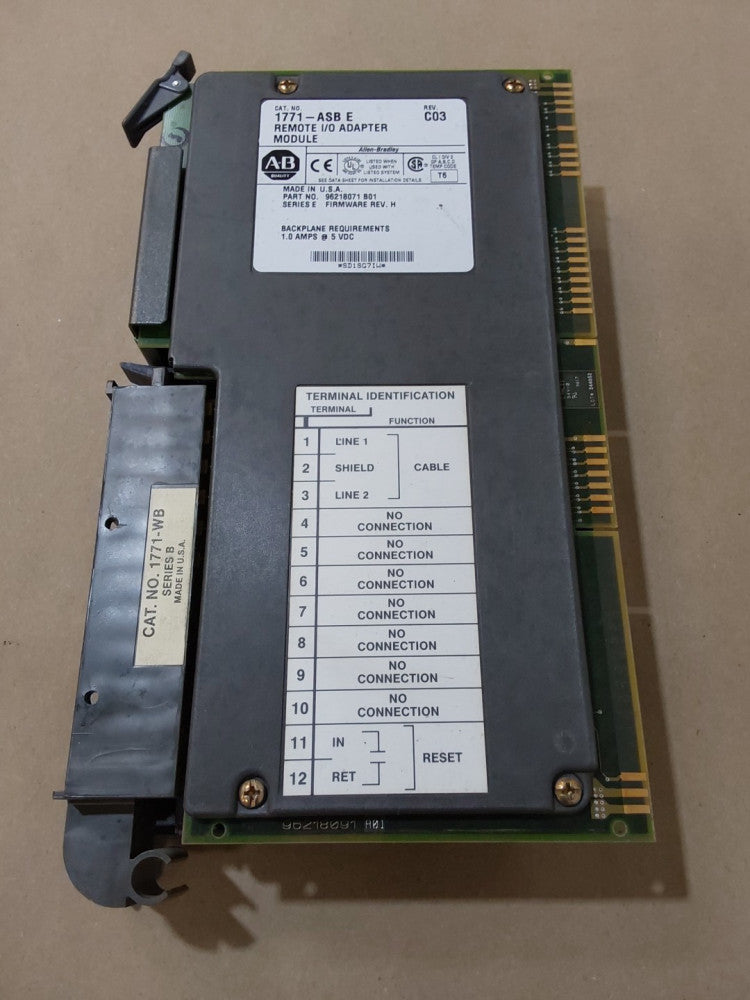 Allen Bradley 1771-ASB/E Remote I/O Adaptor Module With 1771-WB 