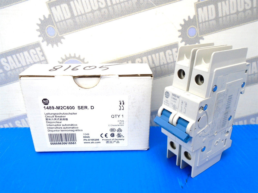 ALLEN-BRADLEY - 1489-M2C600 - BREAKER - 60A - 2P - 240VAC - 96VDC - 10kA - (NEW)