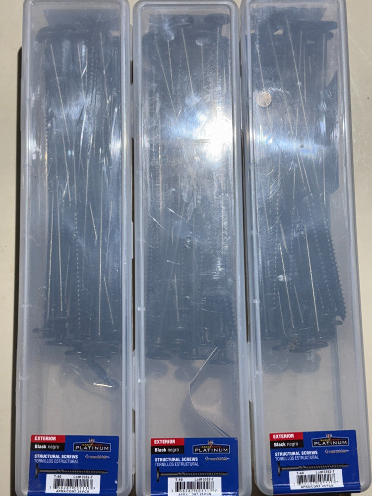 (Lot of 3) SaberDrive BLACK Exterior Structural Screws 50111 3/8 x 10. ~25pc/box