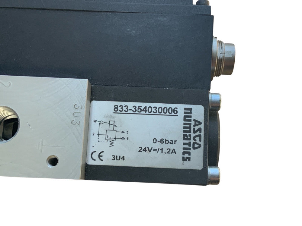 ASCO Numatics 833-354030006 Solenoid Valve 24V 1.2A 0-6 Bar Pneumatic Control