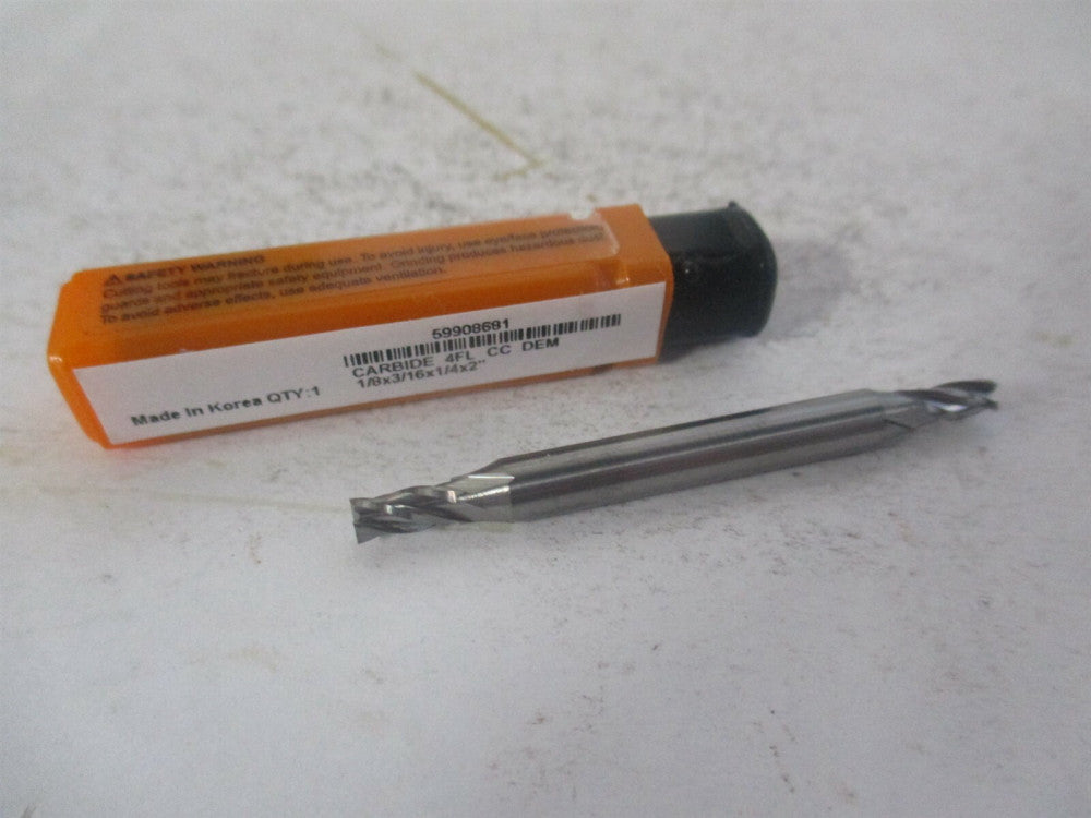 (750326) 1/8" x 1/4" x 3/16" x 2" OAL 4 Flute Solid Carbide Square End Mill 