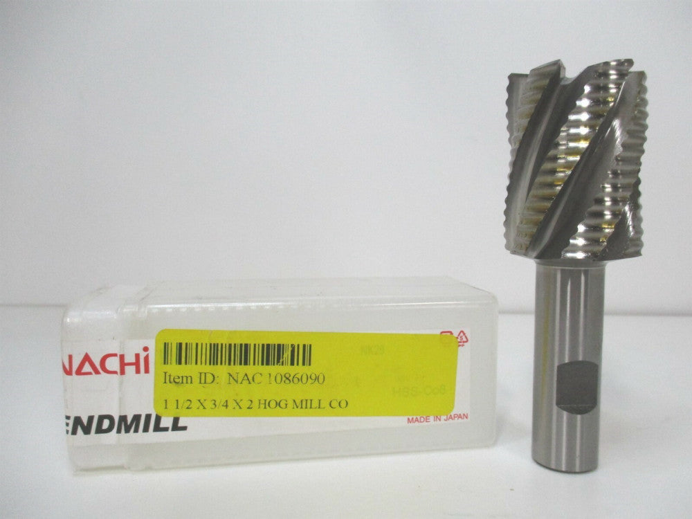 Nachi (1086090) 1-1/2" x 3/4" x 2" x 4-1/2" HSS RH 6F End Mill HOG MILL