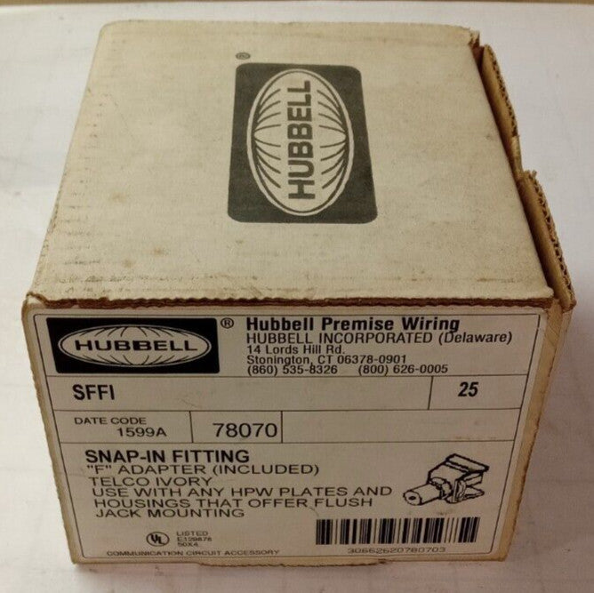 BOX OF 12) NEW HUBBELL SNAP-IN "F" ADAPTER FITTING THREADED CABLE JACK CAT# SFFI
