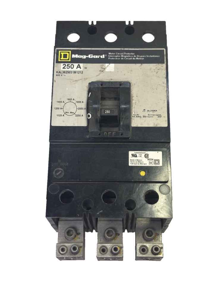 SQUARE D KAL3625031M1212 MAG-GARD CIRCUIT BREAKER 3 POLE, 600V, 250A
