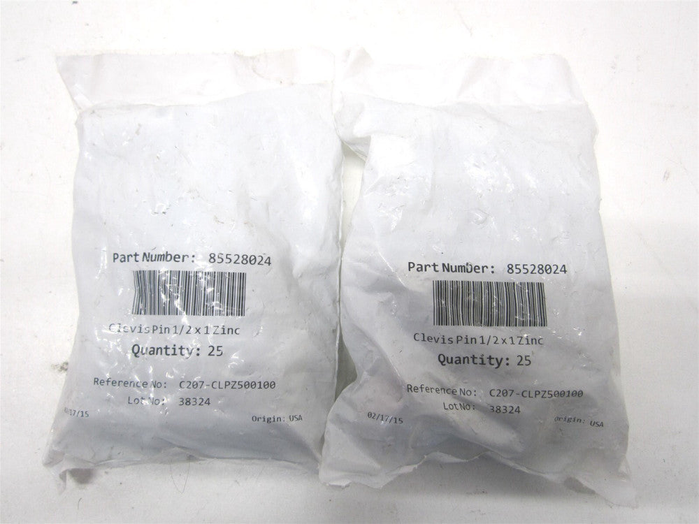 (C207-CLPZ500100) 1/2"x1" OAL Zinc-Plated Steel Standard Clevis Pin 25ct - Qty 2