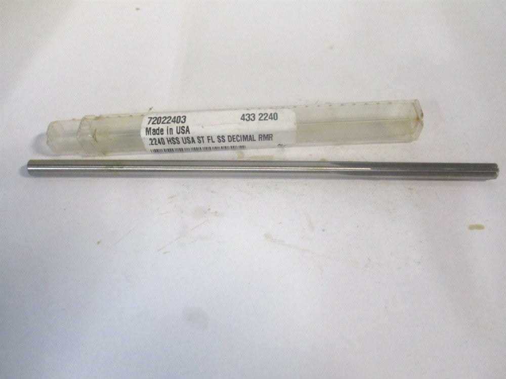 (433-0.2240) 0.224" x 1-1/2" x 6" OAL 6-Flute Straight Shank Chucking Reamer 