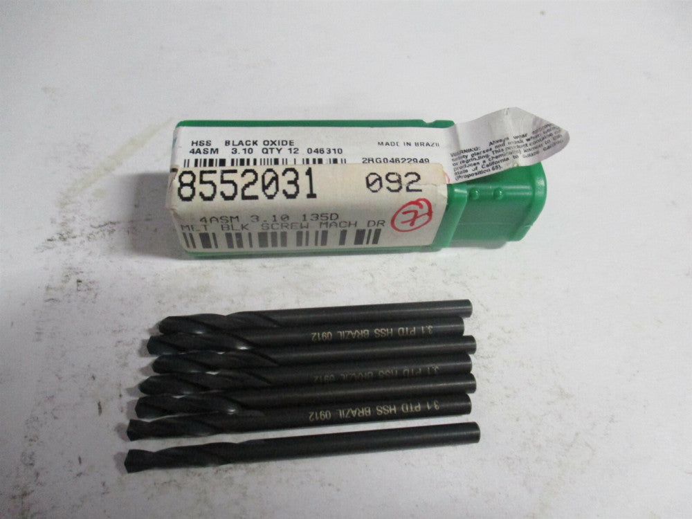 Precision (046310) 3.0988mm 135° HSS Spiral Screw Machine Drill Bit - Qty 7