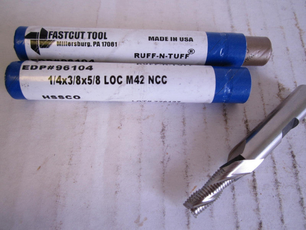Fastcut Tool (96104) 1/4 x 3/8 x 5/8" HSSCO Roughing 3-Flute Endmill New