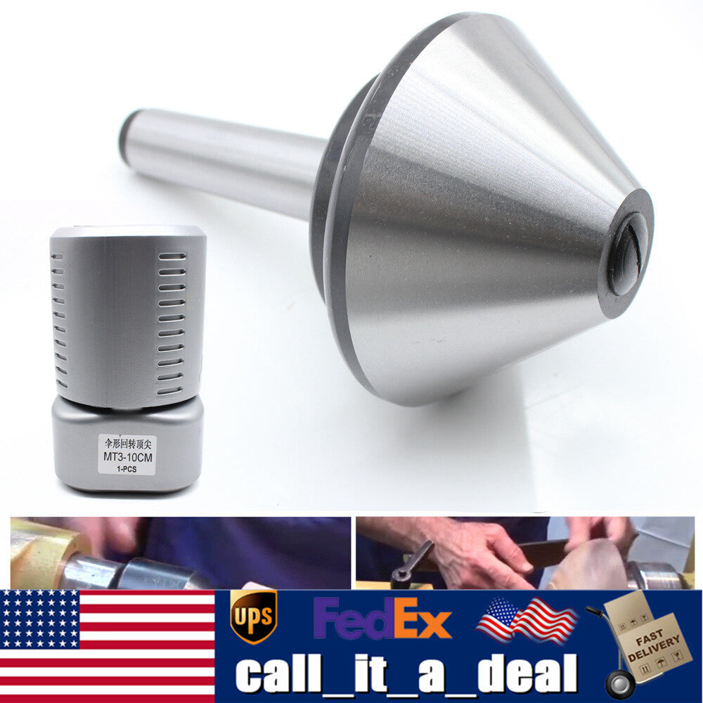 4" MT3 Bull Nose Pipe Live Revolving Center For Conventional Lathe Tool Steel US