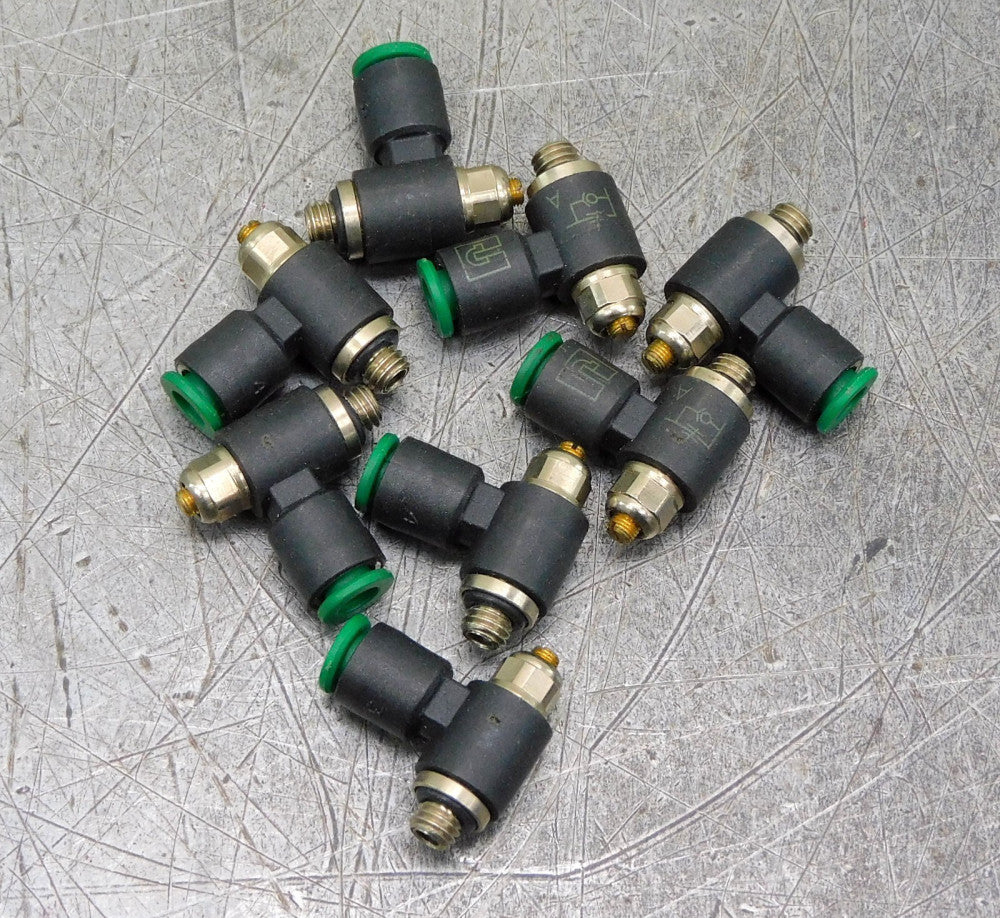 Lot of (8) Parker Push Connect Air Pneumatic 90° Fitting 5/32" Tube 10/32 UNF