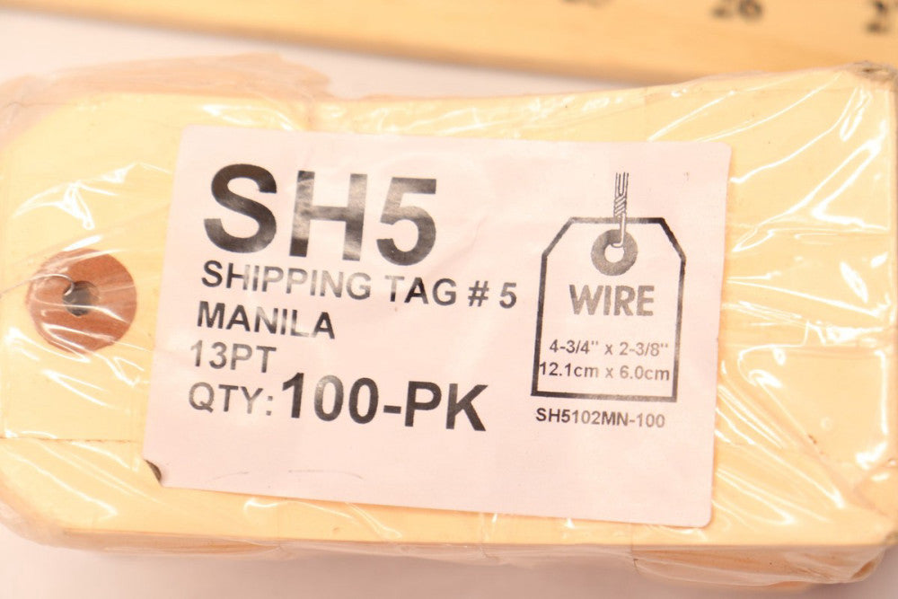 (100-Pk) Shipping Tag # 5  2-3/8" x 4-3/4" SH5102MN-100