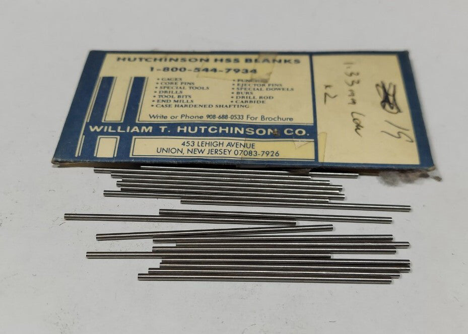 Lot Of 19 - USA Hutchinson 1.33mm x 2" Low Drill Blank Reamer Pin Gage