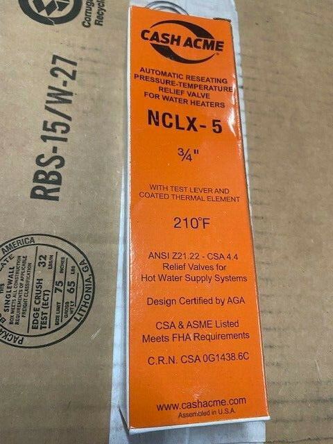 CASH ACME NCLX-5" AUTOMATIC RESEATING PRESSURE TEMPERATURE 3/4" X 3/4"