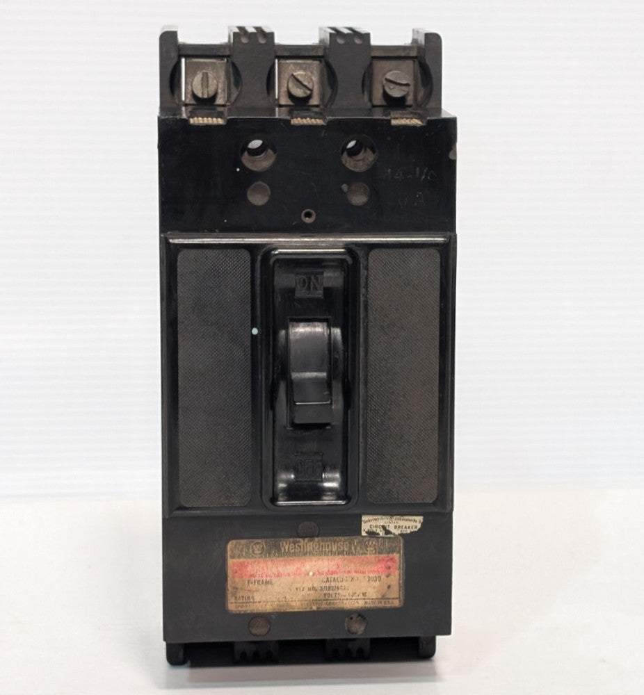 Westinghouse 53030 Circuit Breaker, 30Amp, F-Frame, 3-Pole, 600VAC, Made in USA