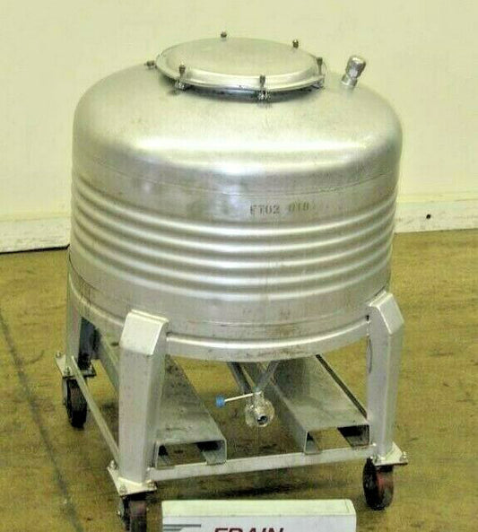 130 Gallon Portable Stainless Steel Tote with  15"dia Manway/Cover