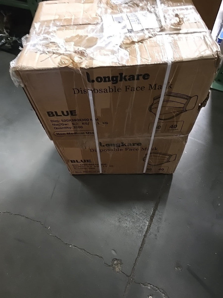4,000 LONGKARE BLUE NON MEDICAL FACE MASKS WITH EARLOOP 
