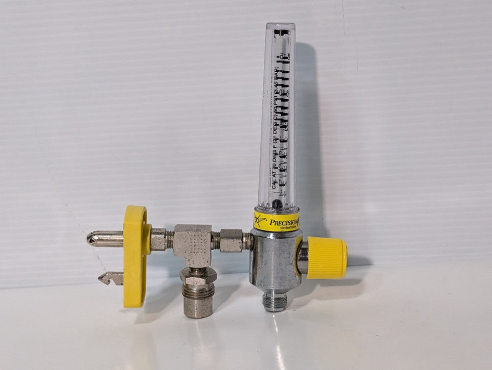 Precision Medical 1MFA 0197 Chrome + Yellow Air Flow Meter 50-80 LPM