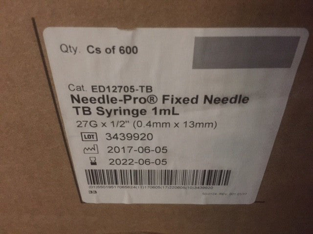 (CASE OF 600) Cardinal Health ED12705-TB EXP 06/22 (NEW)