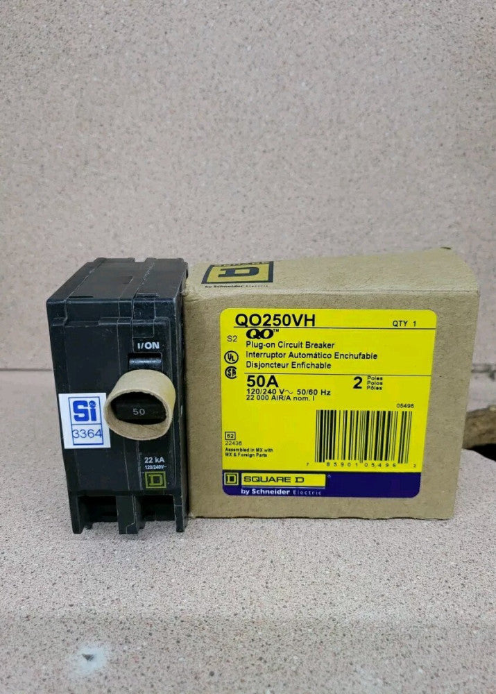 1) Square D QO250VH 40 Amp 120/240 V 22,000 AIC 2-Pole Circuit Breaker N