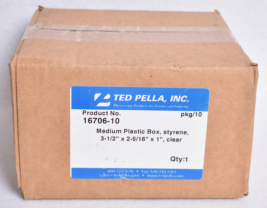 10 Count Pella Medium Clear Plastic Boxes  3-1/2" x 2-9/16" x 1"  16706 16706-10