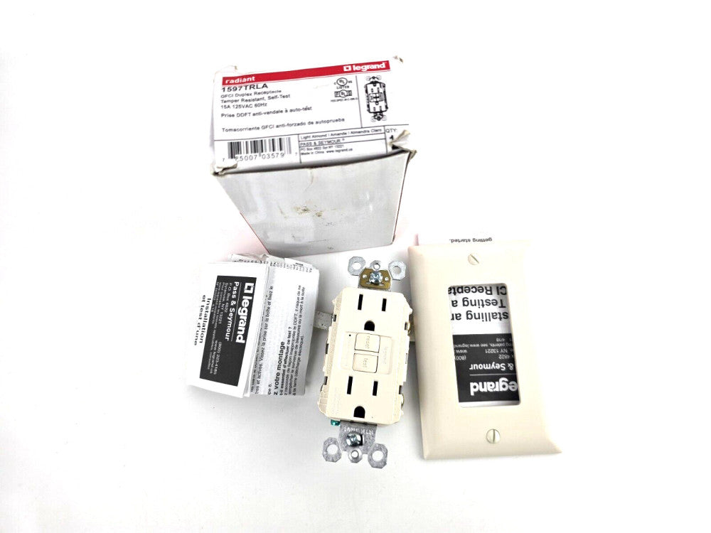 Legrand 1597TRLA GFCI Duplex Receptacle Tamper Resistant 15A Light Almond