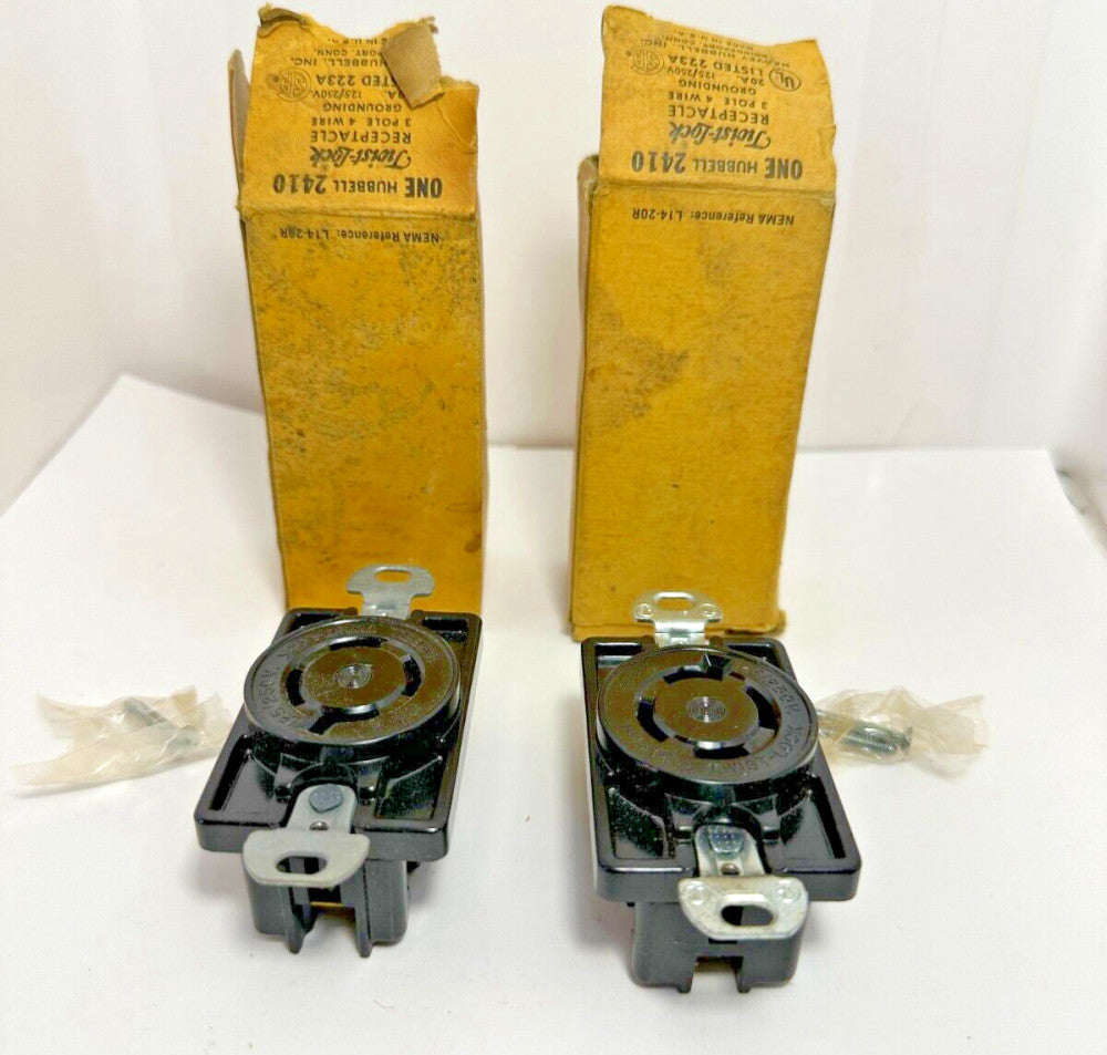 (Lot of 2) Hubbell Twist-Lock 2410 Receptacle 3-Pole 4-Wire Grounding 20 Amp