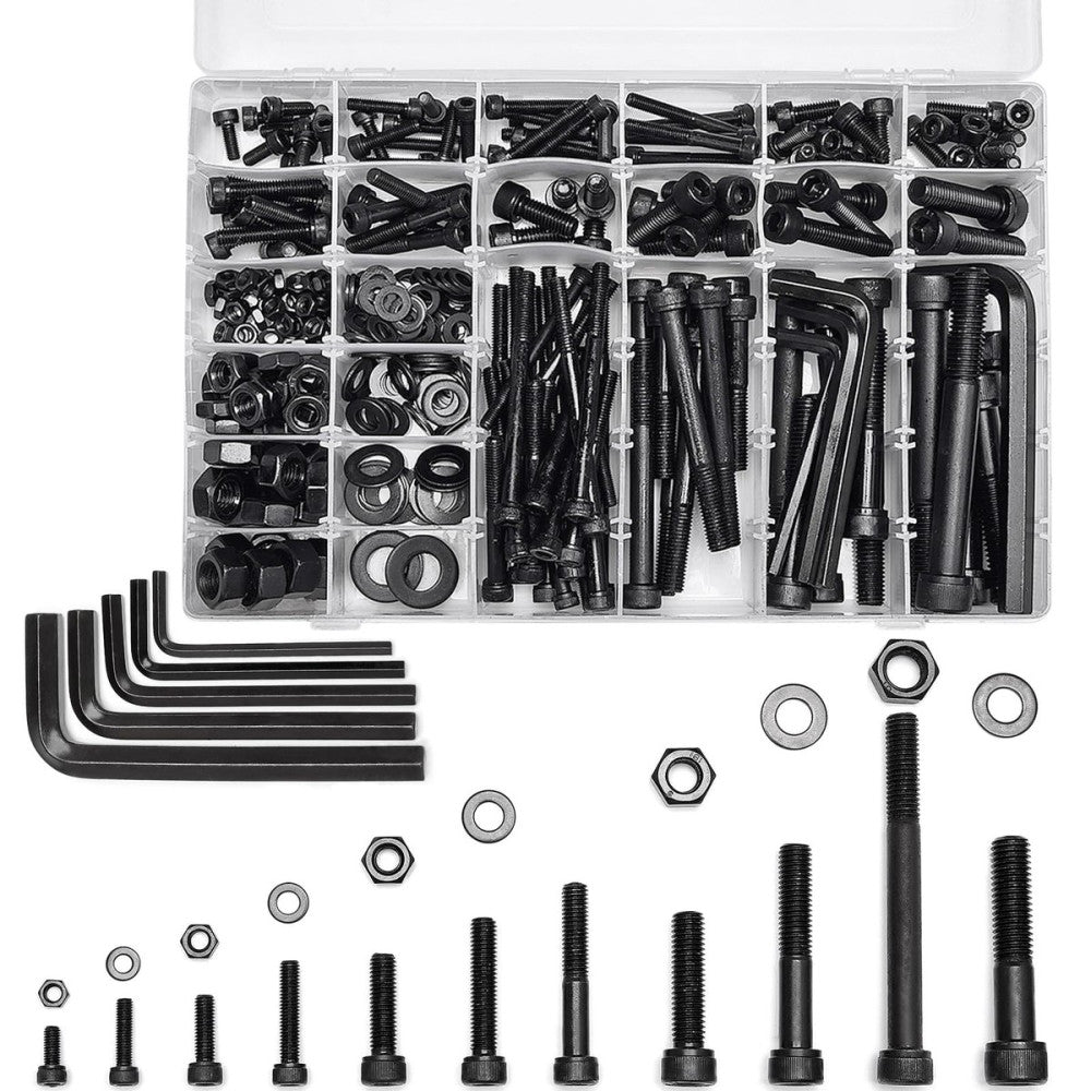 434 Pcs M5/M6/M8/M10/M12 Hex Screws Nuts Washers Kit Metric Bolt Assortment -...