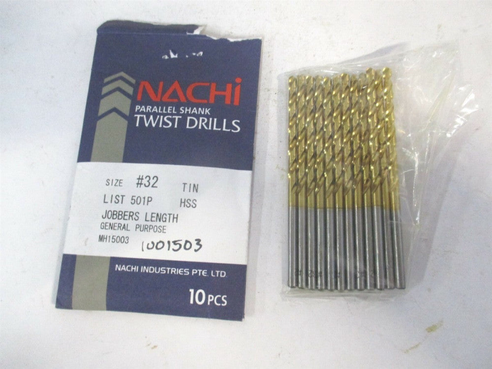Nachi (1001270) #32 501 TIN HSS General Purpose Jobber Length Drill Bit - Qty 12