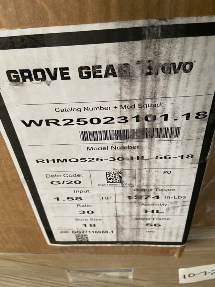 NEW Grove Gear Aluminum Single-Reduction Worm Reducer - RHMQ525-30-HL-56-18