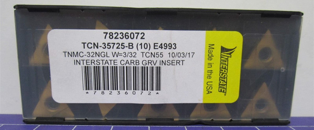 USA Made (TCN35725B) LH Carbide Grooving Insert TNMC32NGL 3/32W TCN55 Pack of 10