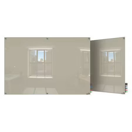 Ghent Hmysn46gy Dry Erase Board, Glass, 48 In, 72 In, No Frame Frame, Gray,
