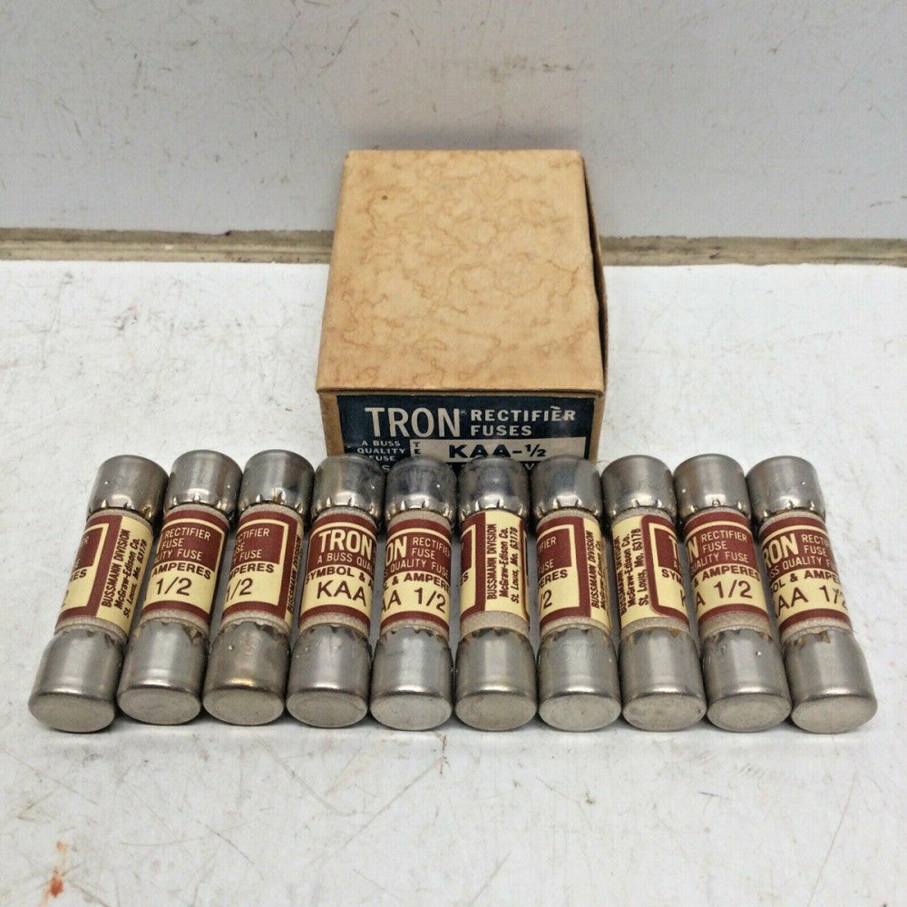 BUSS BUSSMANN TRON KAA 1/2 Rectifier Fuse 1/2 AMP 130VAC (LOT of 10)
