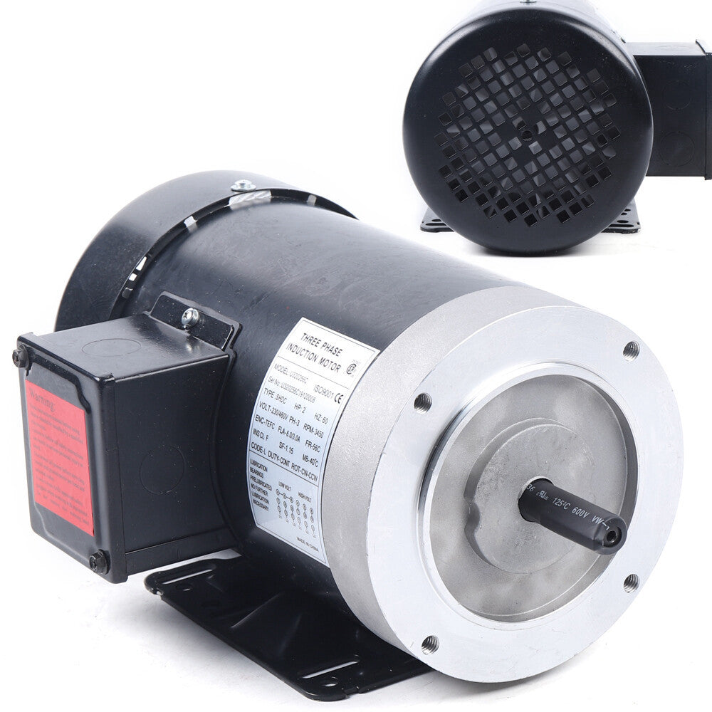 2HP 3 PH Electric Motor Three Phase 56C Frame TEFC 208-230/460V 3 Phase 3450 RPM